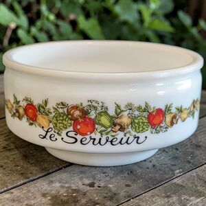 Gemco Bowl Spice of Life Lazy Susan Condiment Dish Milk Glass Vintage 4.5"